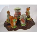 Five Beswick Beatrix Potter figures "Foxy Whiskered Gentleman", Mr Tod", "Goody and Timmy Tiptoes",