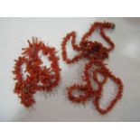 Three rough coral necklaces