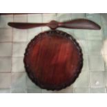 A handcrafted hardwood model propeller and a piecrust edge tray (2)