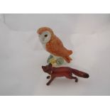 A Beswick Owl, in gloss, model no. 2026 and a Beswick Fox - standing, in gloss, model no.
