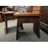 A pair of rustic red chestnut occasional tables,