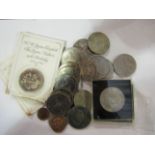 A small quantity of coinage including Trafalgar 1805-2005 five pound coin and silver half crown etc.