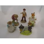 Five Royal Albert Beatrix Potter figures "Foxy Reading", "Mr McGregor", "Ribby and the Patty Pan",