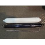 Two large Victorian glass rolling pins in Bristol Blue and opalescent,