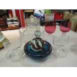 A quantity of glass including bubble glass ashtray,