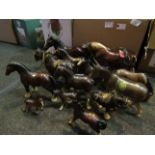 13 mixed ceramic horses and donkey including Sylvac and Melba ware