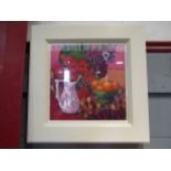 NANCY McHARG: A painting on canvas "Poppies and Anemones" signed, glazed and framed,
