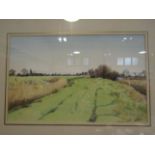 JOHN DOYLE: Watercolour entitled "On the Green Road, Romney Marsh", 29 x 46cm,