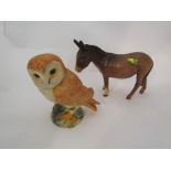 A Beswick Owl, model no 2026 and a Beswick Donkey,