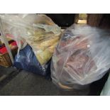 A bag containing various lady's bags, braces and bow tie etc.