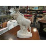 A Russian Imperial Lomonosov porcelain sculpture figure of a moose,