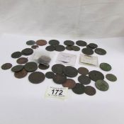 A quantity of George III coins - 12 cartwheel pennies and 30 halfpennies.