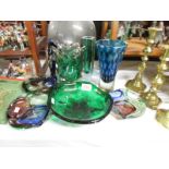 A mixed lot of studio glass bowls, vases, etc.