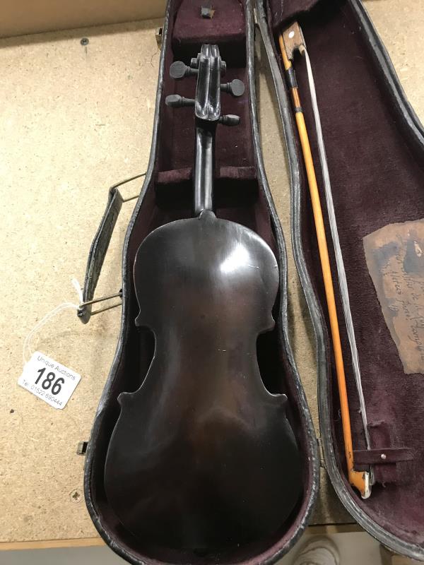 A small late Victorian wooden violin in original case, 12" long (missing bridge). - Image 21 of 21