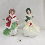 2 Royal Doulton figurines - HN4422 Christmas Day 2002 and HN3622 Wintertime.