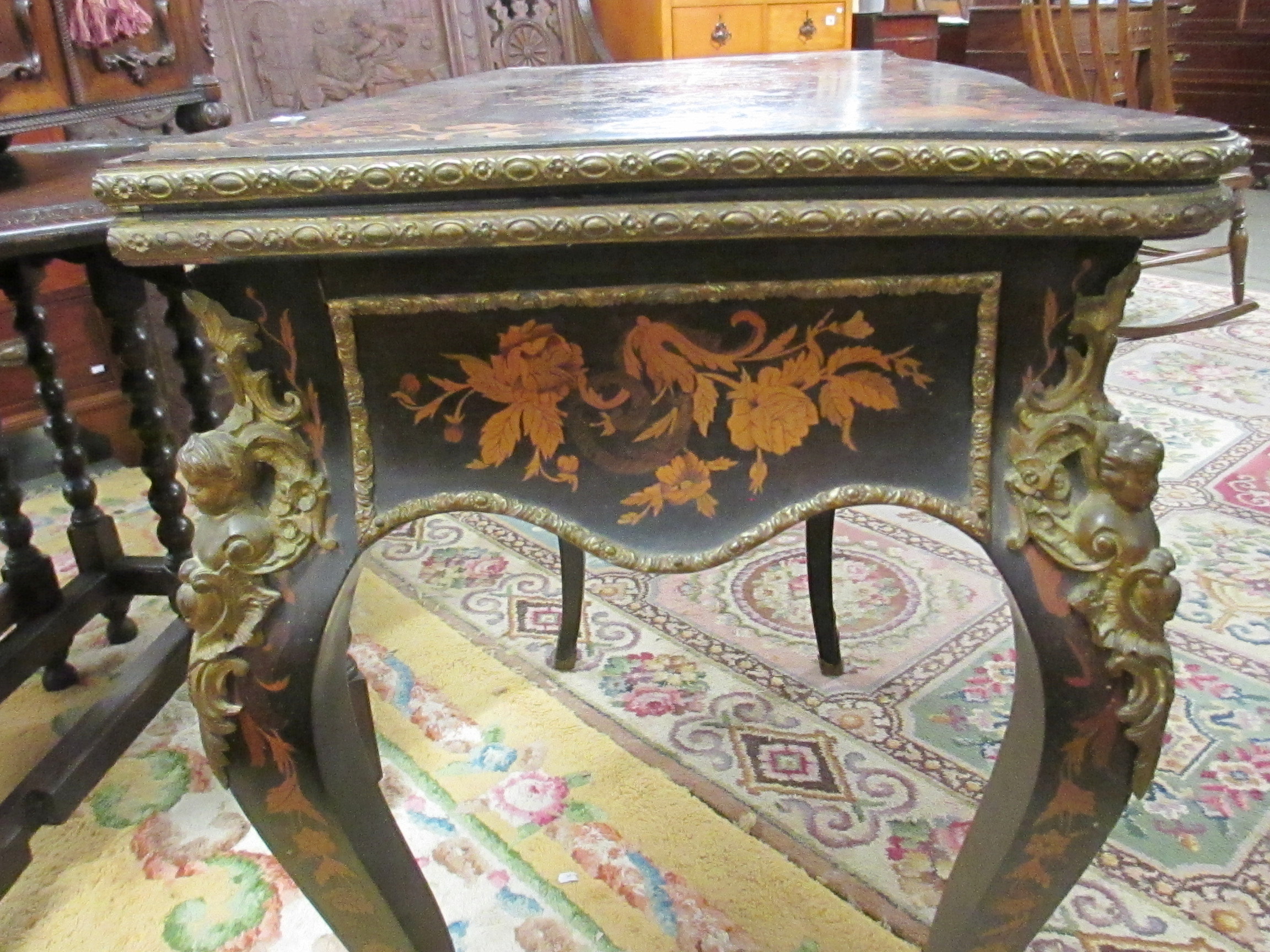 A Victorian marquetry inlaid card table. - Image 6 of 18
