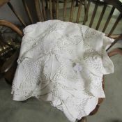 A Vintage Irish rose crocheted bed spread in cotton.