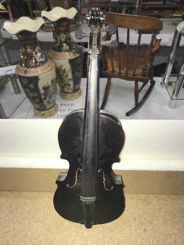 A small late Victorian wooden violin in original case, 12" long (missing bridge). - Image 20 of 21