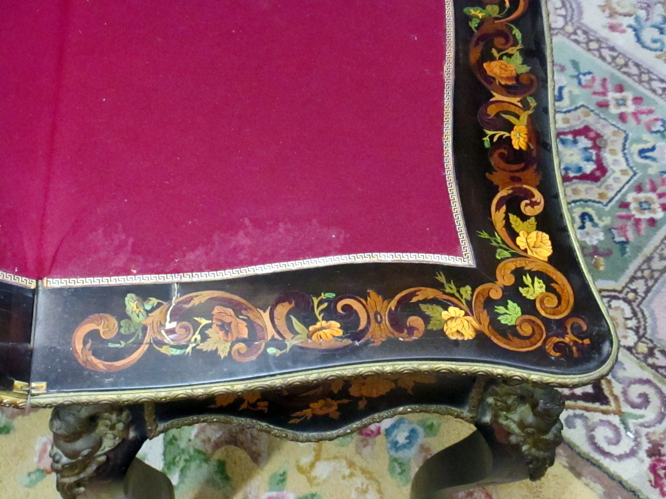 A Victorian marquetry inlaid card table. - Image 12 of 18