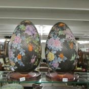 A pair of large 19th century Cloissonne eggs.