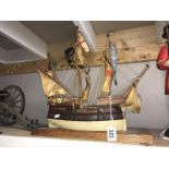 A model of a galleon / sailing ship.