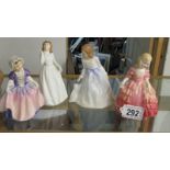 4 Royal Doulton figurines - Joy HN3875, Dinky Doo HN1768, Andrea HN 3058 and Rose HN 7358.