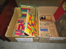2 boxes of building blocks and other toys.