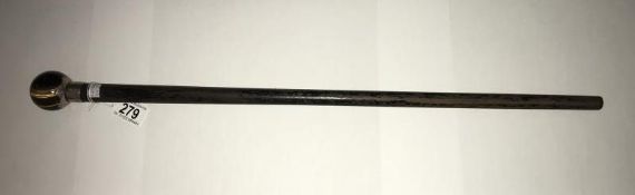 A swagger stick with tiger's eye and silver mount, hallmarked Birmingham, 1900/01.