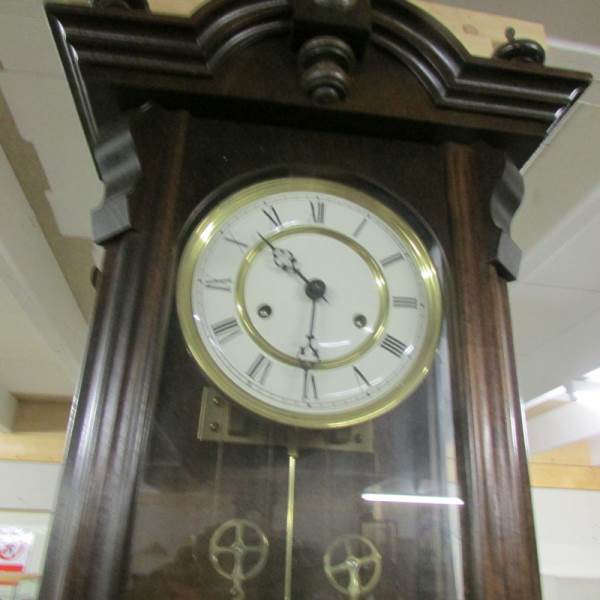 A Victorian Vienna double weight wall clock. - Image 2 of 3