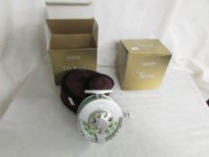 A new Hardy Angel fly reel with spare spool.