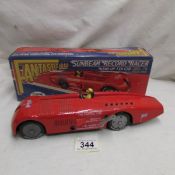A boxed tinplate clockwork Sunbeam Record racer car by Fantastic & Co.