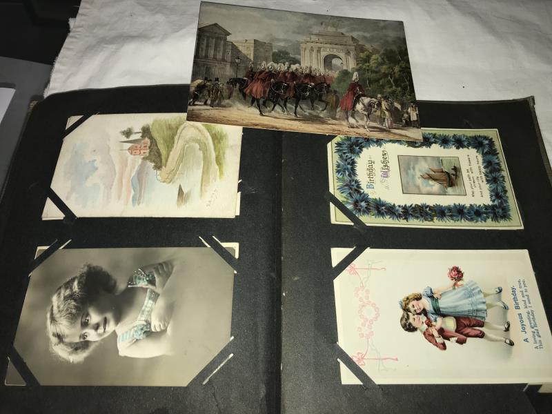 A post card album of in excess of 100 vintage postcards including birthday, Christmas, Dorchester, - Image 10 of 26