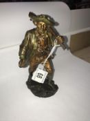 A rare Franz Bergman Austrian cold painted bronze figure of a hunter with gun, impressed,