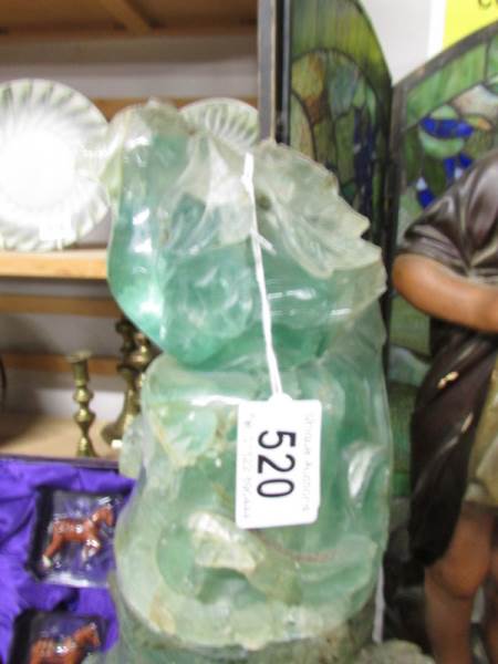 A tall heavy piece of carved jade on original stand, a/f. - Image 2 of 4