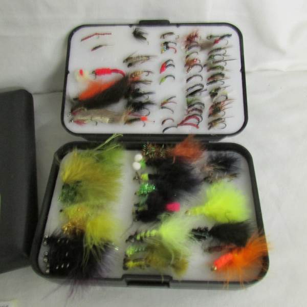 A box of in excess of 100 fishing flies and an empty fly box. - Image 2 of 2