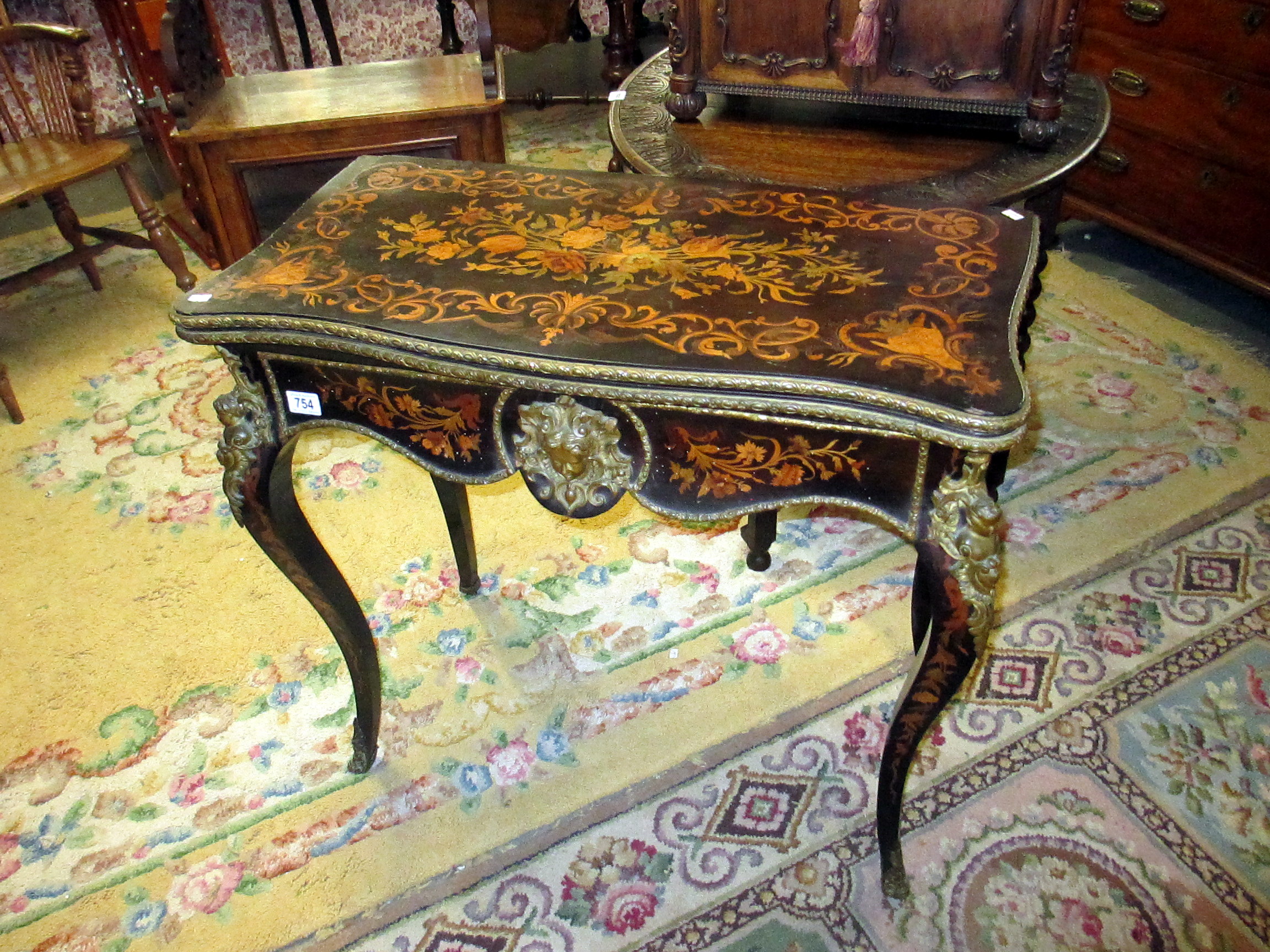 A Victorian marquetry inlaid card table. - Image 18 of 18