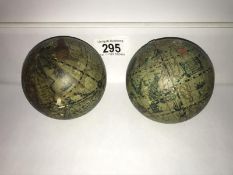 2 small globes.