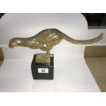 A rare bronze two tone sprinting cheetah in cubist design, approximate length 33 cm.