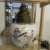 A 1920s Oriental ceramic table lamp base.