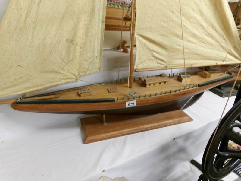 A model sailing yacht. - Image 2 of 2