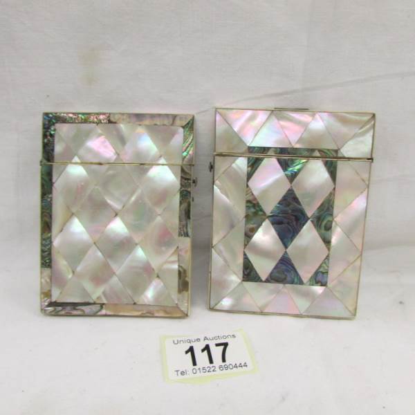 2 mother of pearl card cases.