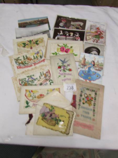 A selection of First World War silks and other postcards.