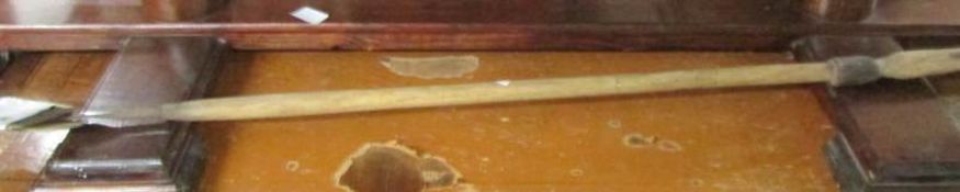 An early genuine African spear with a 'carved head' to shaft.