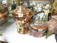 A Victorian copper samovar urn and a Victorian copper kettle.