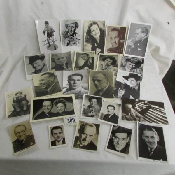 A collection of signed celebrity photographs including Chico Marx, Arthur Askey, Wilfred Pickles,