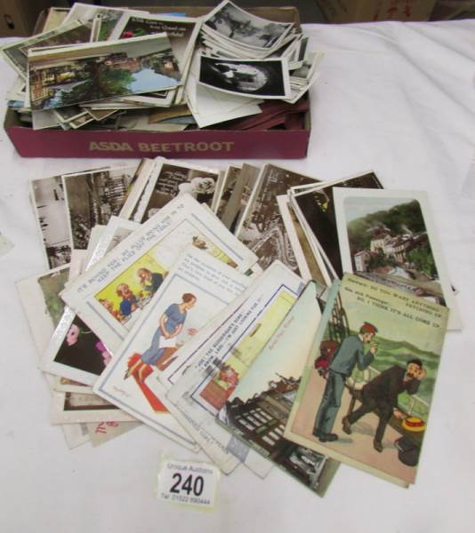 A mixed lot of old postcards, photographs, negatives etc.