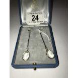 A pair of (believed to be) Georg Jensen sterling silver rock crystal drop earrings.