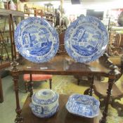 A Spode Italian pattern tureen and 3 bowls.