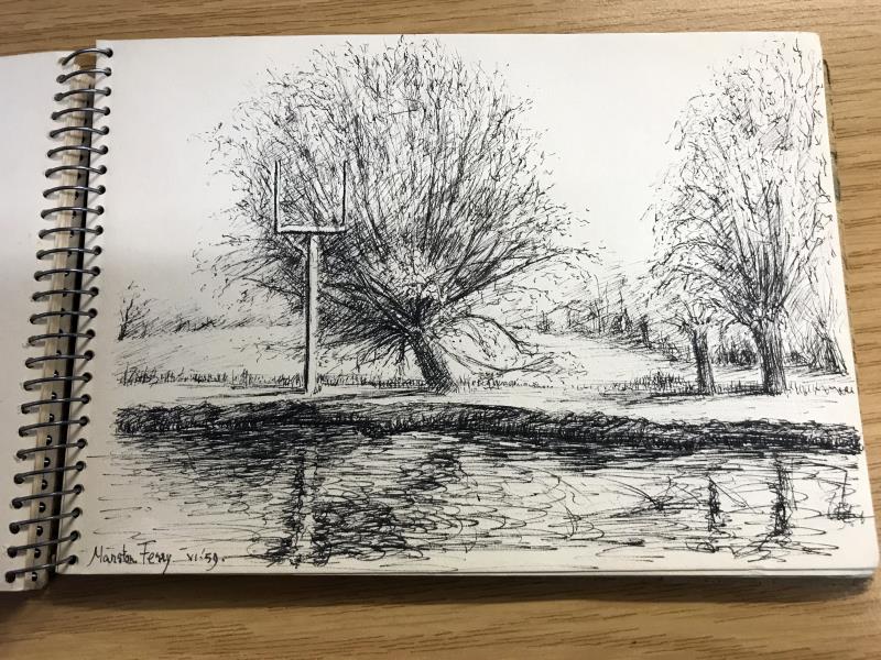 A sketch book of drawings and watercolours together with 6 unusual postcards. - Image 10 of 17