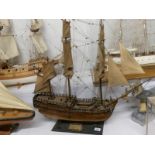 A model of the galleon / sailing ship 'Endeavour'.